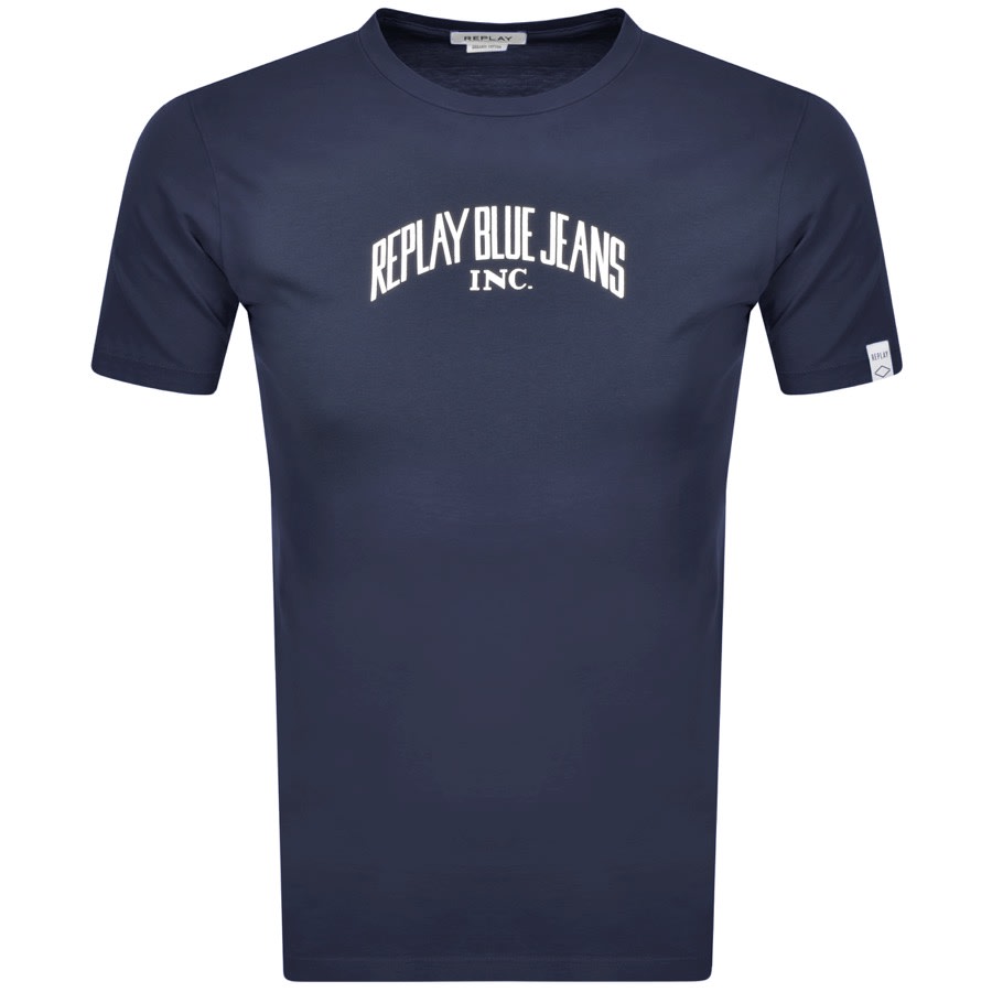 Alternative Image for ProductReplay Logo Crew Neck T Shirt Navy1